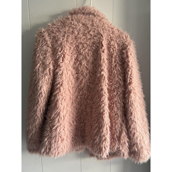 Knapp Studio Jacket Womens Medium Pink Faux Fur Shaggy Fuzzy Lined Coat - Picture 12 of 13
